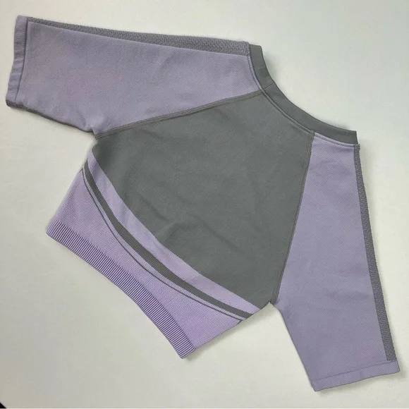 Fabletics Sofia Seamless Crop Top & Legging Frosted Lilac 2 Piece Workout Set XS - Picture 4 of 10